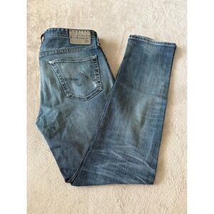 AG Everett Slim‎ Straight Leg Jeans Distressed Denim Blue Mens Size 33
